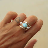 Anello Fini - Larimar e zirconi