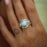 Anello Vaavu - Larimar e zirconi
