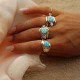 Anello Vaavu - Larimar e zirconi