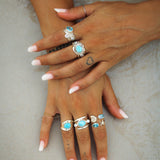 Anello Fini - Larimar e zirconi
