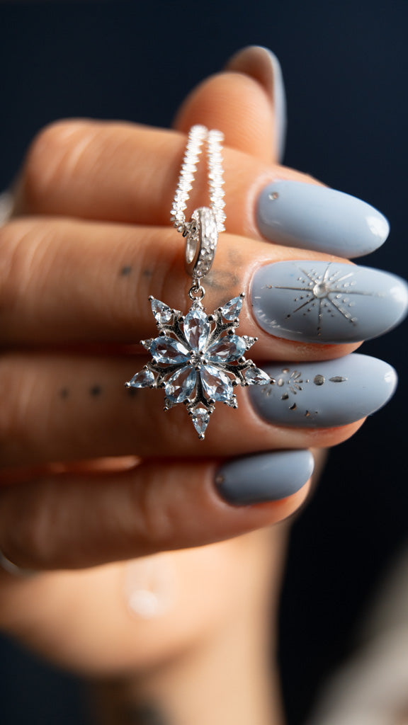 Collana Argento 925 Con Pendente Fiocco Di Neve E Zirconi | Gioiello Donna Elegante Con Catena 45 Cm
